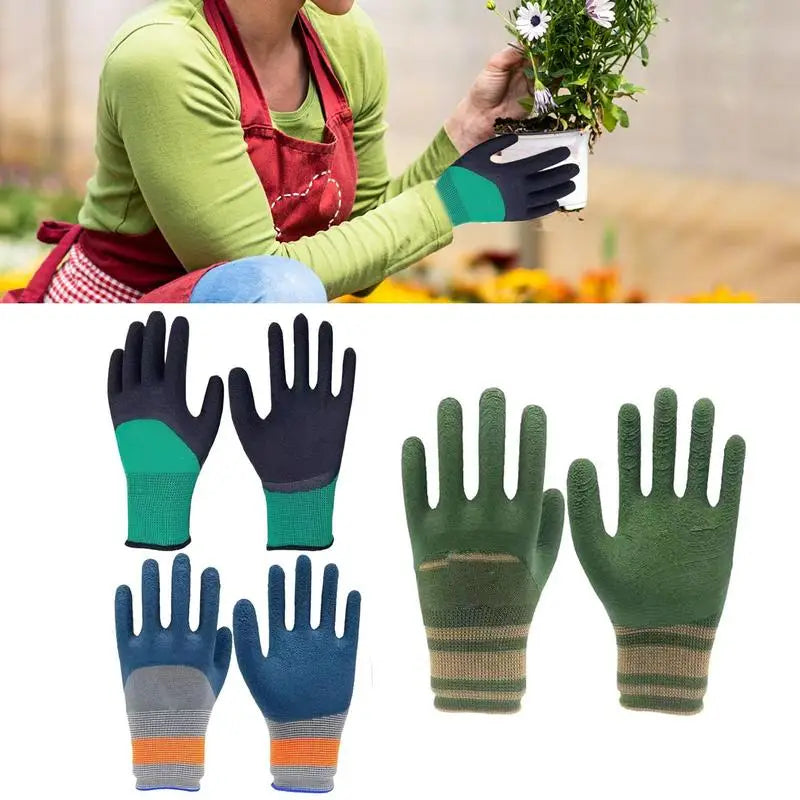 1Pair Gardening Gloves Latex Waterproof