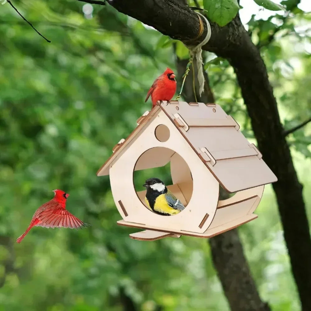 Hanging wooden Bird Feeder - Birds and Animals