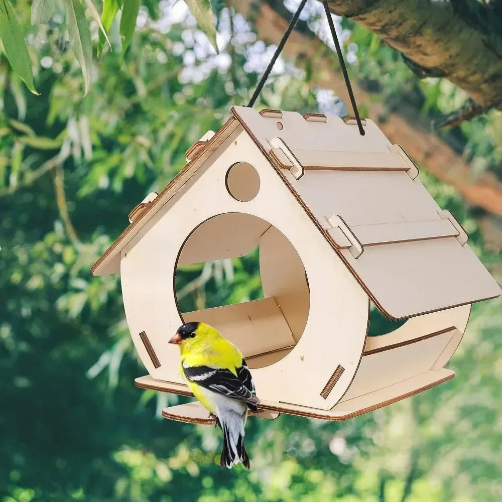 Hanging wooden Bird Feeder - Birds and Animals