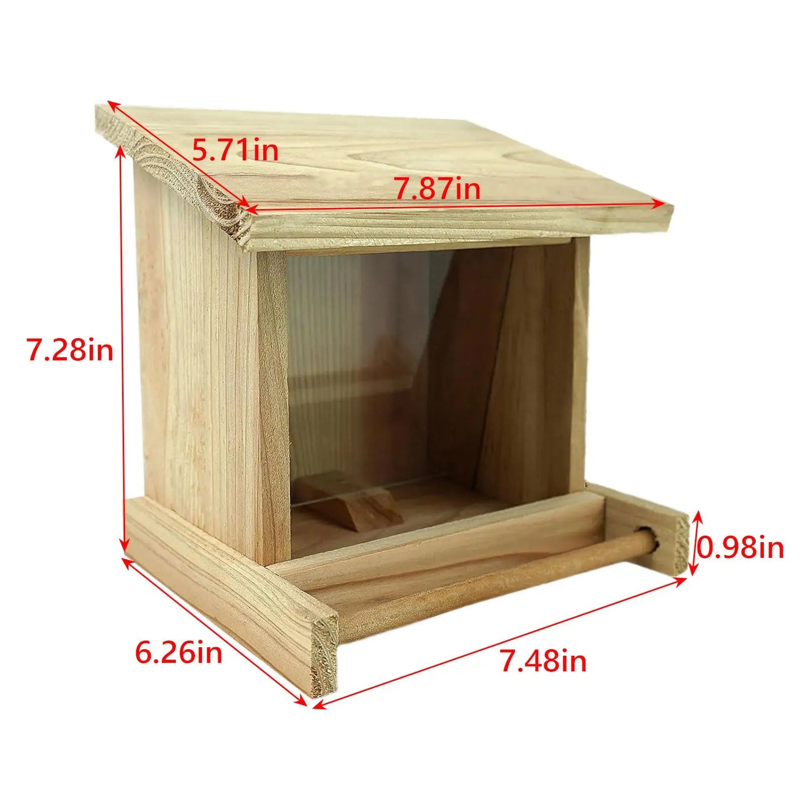 Wooden Bird Feeder with Perch - Birds and Animals